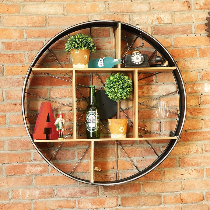 Industrial style wine holder wall