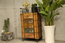 Load image into Gallery viewer, American Village Retro Iron Frame Wooden Five Drawers