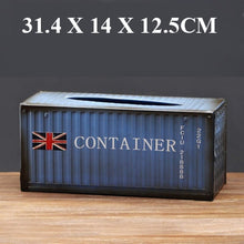 Load image into Gallery viewer, American retro industrial wind creative metal tin container tissue box