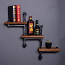 Load image into Gallery viewer, Solid Retro Wood Shelf Vintage Water Pipe