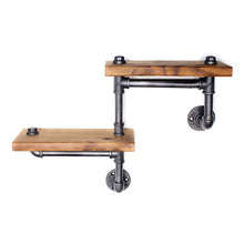 Load image into Gallery viewer, Solid Retro Wood Shelf Vintage Water Pipe