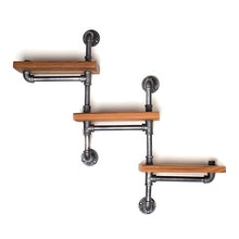 Load image into Gallery viewer, Solid Retro Wood Shelf Vintage Water Pipe